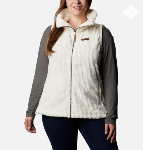 Women's Columbia Fireside Sherpa Vest Cream | Plus Size CA-GAC41